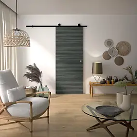 Kit Rail Desin Milano, porte coulissante, rail apparent acier 204 x 83 x 3,6 cm