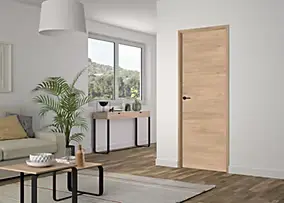 Bloc Porte Reversible Rio coloris chêne clair Huisserie Noire H. 204 x 73 x 4 Cm