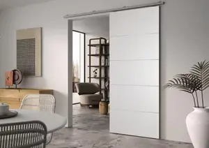 Kit porte coulissante blanc suspendue 83 cm rail aluminium 4 inserts