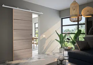 Kit porte coulissante chêne avec rail et fixations VERONE 83 x 204 cm