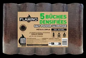 5 buches de bois compressées Ø 9 x L. 25 cm - <12% d'humidité