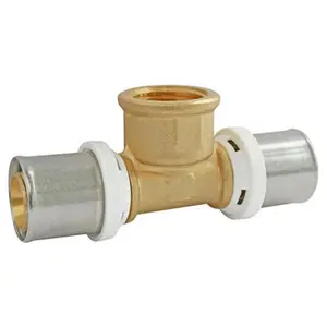 Té en laiton femelle au centre à sertir pour tube multicouche Ø 16 mm 15x21 mm