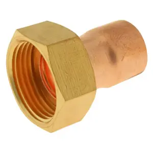 Lot de 2 raccords cuivre droit à souder sur tube cuivre Ø18 - Sortie écrou tournant Femelle 20/27 (3/4")