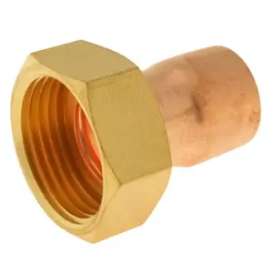 Lot de 2 raccords cuivre droit à souder sur tube cuivre Ø22 - Sortie écrou tournant Femelle 26/34 (1")