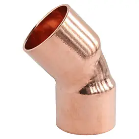 Coude petit rayon à souder embouts femelles angle 45° pour tube cuivre Ø16, lot de 2