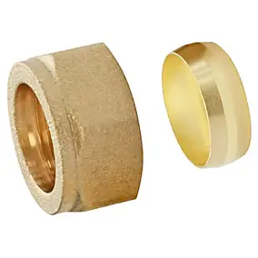 Bagues coniques pour tube cuivre Ø18 + écrous Femelle 20/27 (3/4"), lot de 2