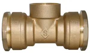 Té en laiton femelle au centre à sertir pour tube multicouche Ø 25 mm 20x27 mm