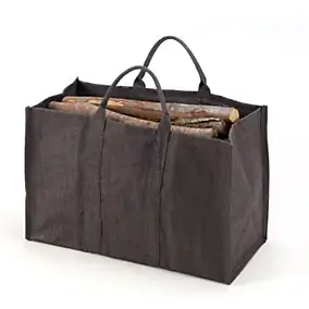 Sac à bûches en toile de jute Dixneuf Natureo gris