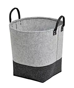 Corbeille à bûches en feutrine gris et noir L.50 x l.50 x H.50 cm, Dixneuf Alara