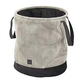 Panier à bûches ou granulés en velours côtelé gris et noir avec anses L.41 X l.41 x H.48 cm, Dixneuf Duveo