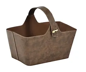 Corbeille à bûches/granulés en simili cuir Dixneuf Yotta marron