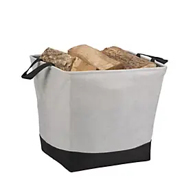 Range bûches et granulés en polyester gris et noir L.43 x l.40 x H.40 cm, Dixneuf Belagio