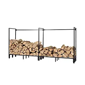 Range bûches extérieur en acier noir l.240 pour 200 bûches de 40 à 50 cm, Dixneuf Stoker 50