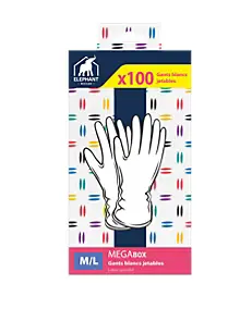 Boîte gants latex blanc jetable Elephant taille M/L Elephant