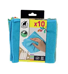 10 lavettes microfibre 30x30 cm Élephant