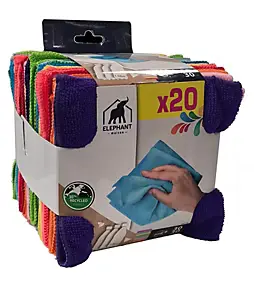 20 lavettes microfibre 30 x 30 cm Élephant