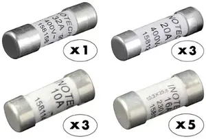 Lot de 12 fusibles à voyant 3 x 10 - 5 x 16 - 3 x 20 - 1 x 32