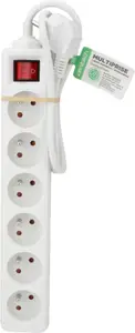 Bloc multiprise recycle 6 prises x 16A blanc + interrupteur H05W-F 3G1 - 0,75 M