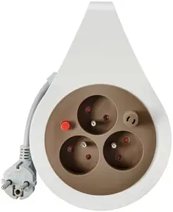 Mini enrouleur - 10 m - 3 prises - Taupe