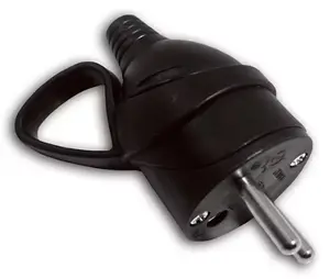 Fiche mâle 2P+T 16A mâle terre noir