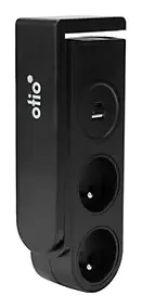Bloc multiprise clipsable 1,5 m 2 prises + 2 ports USB noir Otio