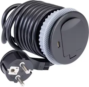 Bloc encastrable à clapet noir 1x16A + USB