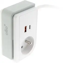 Bloc clipsable XS 1P + 2 USB - 1,5 m blanc - Otio