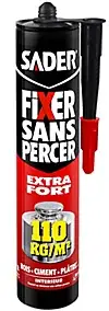 Mastic de Fixation Sader Fixer Sans Percer Extra Fort - Blanc - Cartouche 310ml