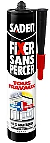Mastic de Fixation Sader Fixer Sans Percer Tous Travaux - Blanc Cartouche 290ml
