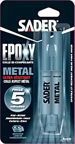 Colle Epoxy bi-composant Sader Spécial Métal Seringue 25 ml