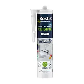Mastic d’étanchéité spécial cuisine blanc Bostik Joint Parfait tous matériaux, cartouche de 280 ml