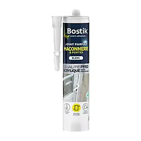Mastic d’étanchéité spécial maçonnerie et portes blanc Bostik Joint Parfait tous matériaux, cartouche de 280 ml