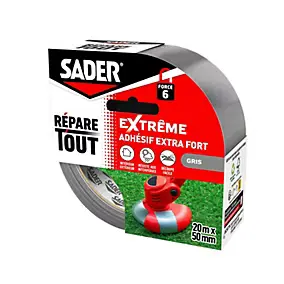 Ruban adhésif extra fort gris 20 m x 50 mm Sader Répare Tout Extrême