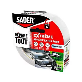 Ruban adhésif extra fort transparent 20 m x 50 mm Sader Répare Tout Extrême