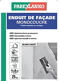 Enduit de façade monocouche blanc cassé G20 25kg Parexlanko
