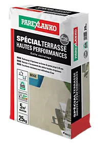 Colle à carrelage beige spéciale terrasse Parexlanko 25 kg