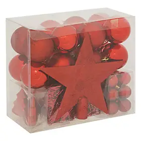 Pack boules de noël avec étoile rouge Feeric Light & Christmas - 44 pièces