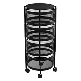 Desserte de cuisine ronde à 4 niveaux en métal Mayaj noir ,5Five