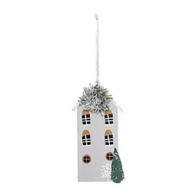 Décoration de Noël maison grise H.13,5cm