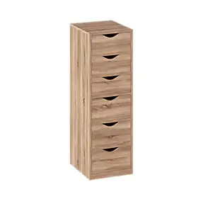 Caisson de bureau en aggloméré et acier 6 tiroirs effet bois H.100 x l.33 x P.38 cm 5Five