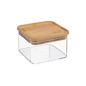 Boîte de conservation carrée en verre avec couvercle hermétique en bambou 0,5L 5Five