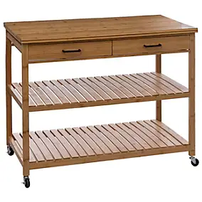 Desserte de cuisine rectangulaire à 3 niveaux effet bois Linha beige ,5Five
