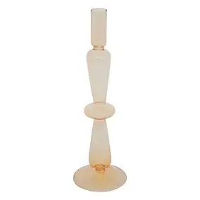 Bougeoir chandelier en verre jaune H.29,5cm Atmosphera