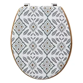 Abattant WC motifs apaches et lunette effet bois à fermeture standard, 5Five