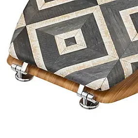 Abattant WC motifs canva blanc et noir et lunette effet bois, 5Five