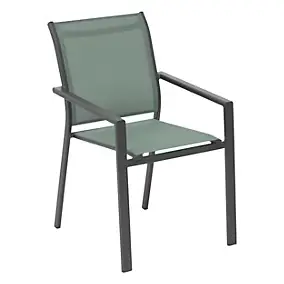 Fauteuil de jardin Essentia aluminium et polyester vert olive H.88 cm