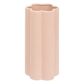 Vase céramique forme fleur rose nude H.28cm Atmosphera