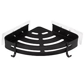 Étagère de douche fixations adhésives 1 niveau en aluminium noir l.23,5 x H.4 x P.29,2 cm, 5Five Simply Smart Blackalu