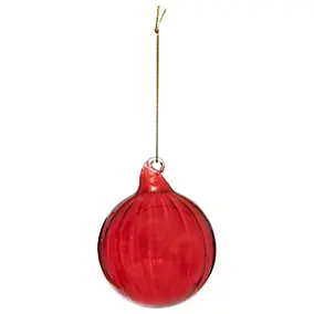 Boule de noël verre strie rouge ∅80mm Feeric Light & Christmas