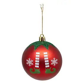 Boule de noël rouge décor elfe ∅80mm Feeric Light & Christmas